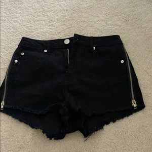 black jean shorts